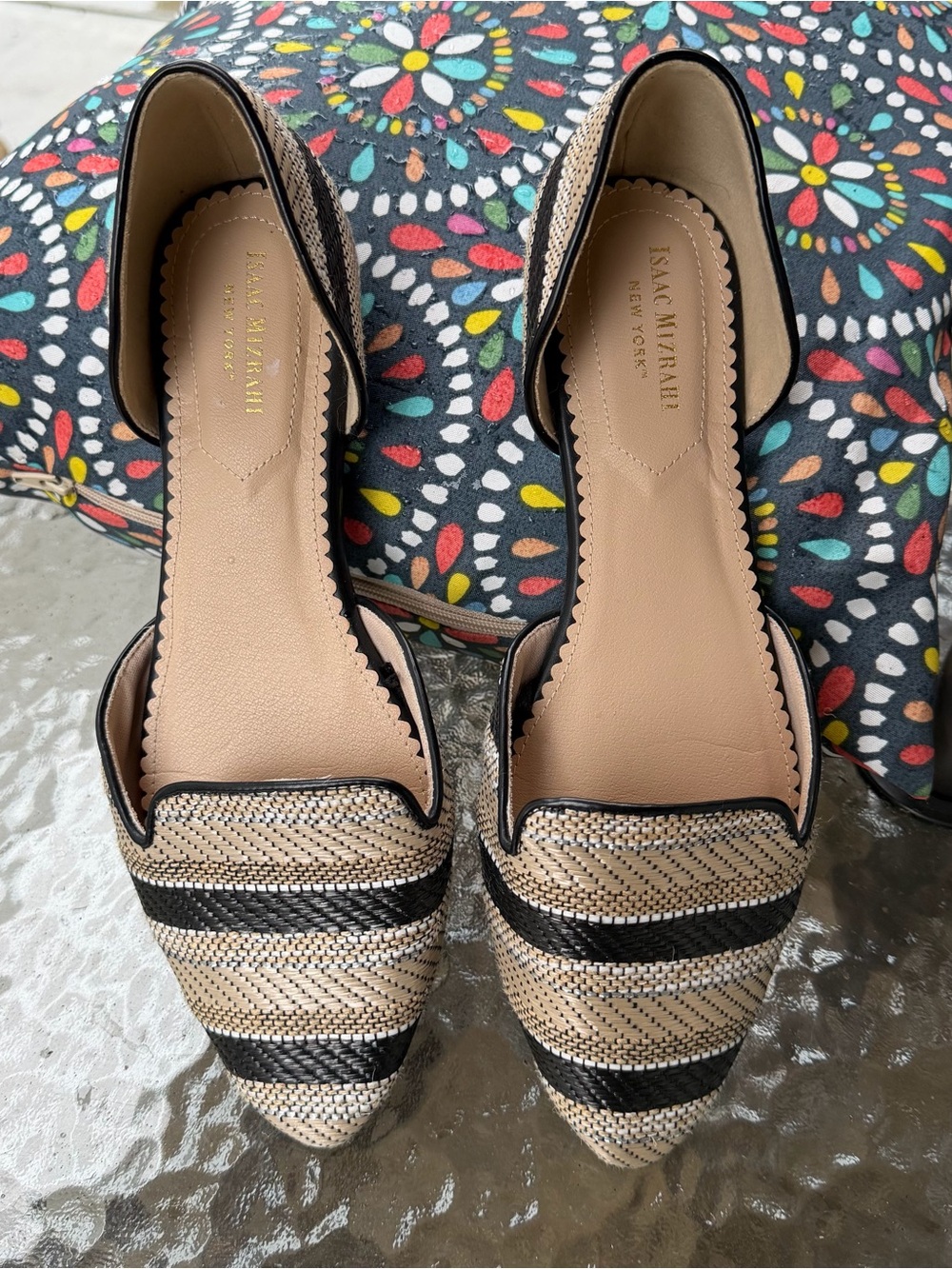Isaac Mizrahi Woven Metallic Slip On Flats Boho Coastal Grandma Quiet Luxury 9.5